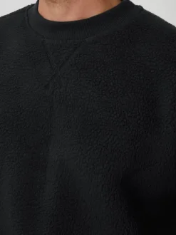 Noir - Col ras du cou - Sweat-shirt Threadbare Borg coupe décontractée