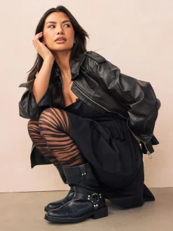 Noir - Collants à motif zèbre