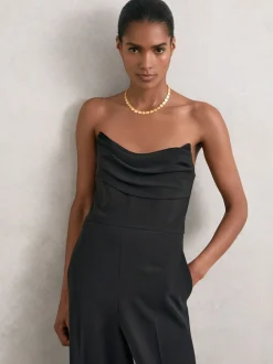 Noir - Combinaison ample structurée sans bretelles Reiss Ayla