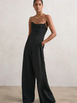 Noir - Combinaison ample structurée sans bretelles Reiss Ayla