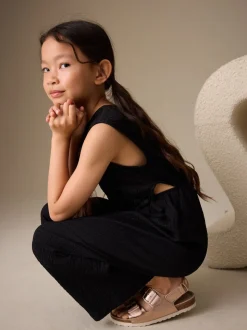 Noir - Combinaison en jersey Effet froissé (3-16ans)