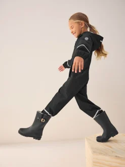 Noir - Combinaison imperméable zippée à capuche (12mois -10ans)