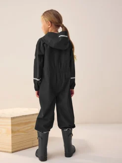 Noir - Combinaison imperméable zippée à capuche (12mois -10ans)