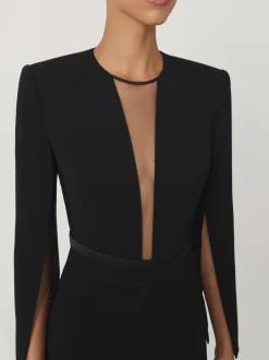 Noir - Combinaison Reiss Evora à décolleté plongeant et manches fendues