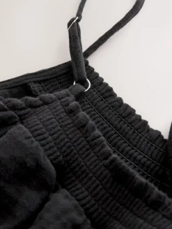 Noir - Combi-short en tissu double