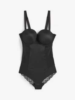 Noir - Corps en dentelle légèrement rembourré avec contrôle du ventre ferme DD+