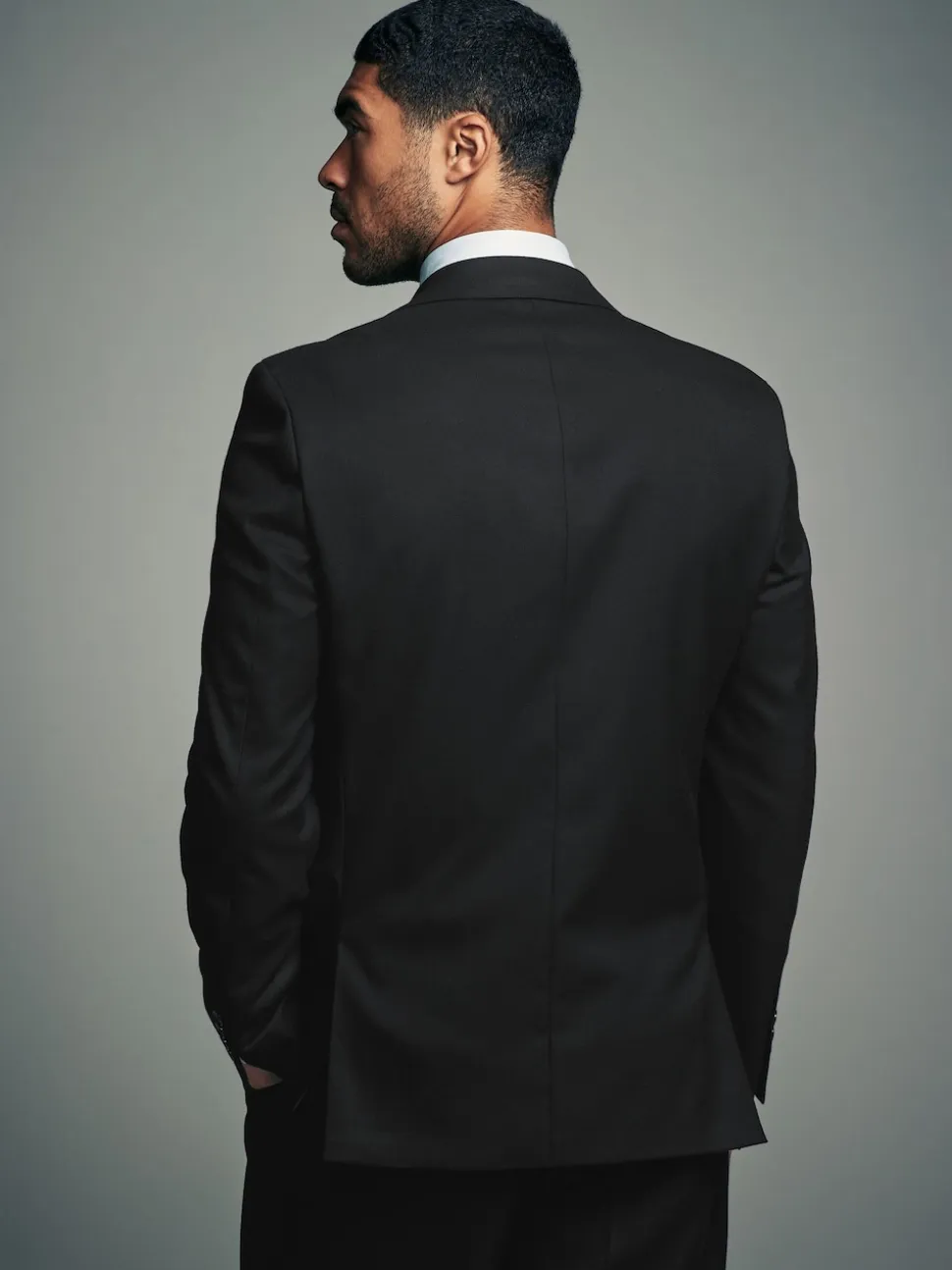 Noir - Coupe ajustée Flannel Costume Veste