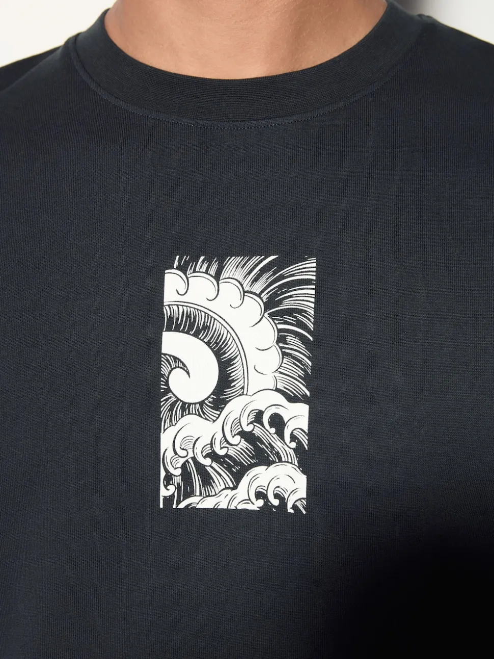 Noir - Coupe ample - T-shirt imprimé graphique surf japonais