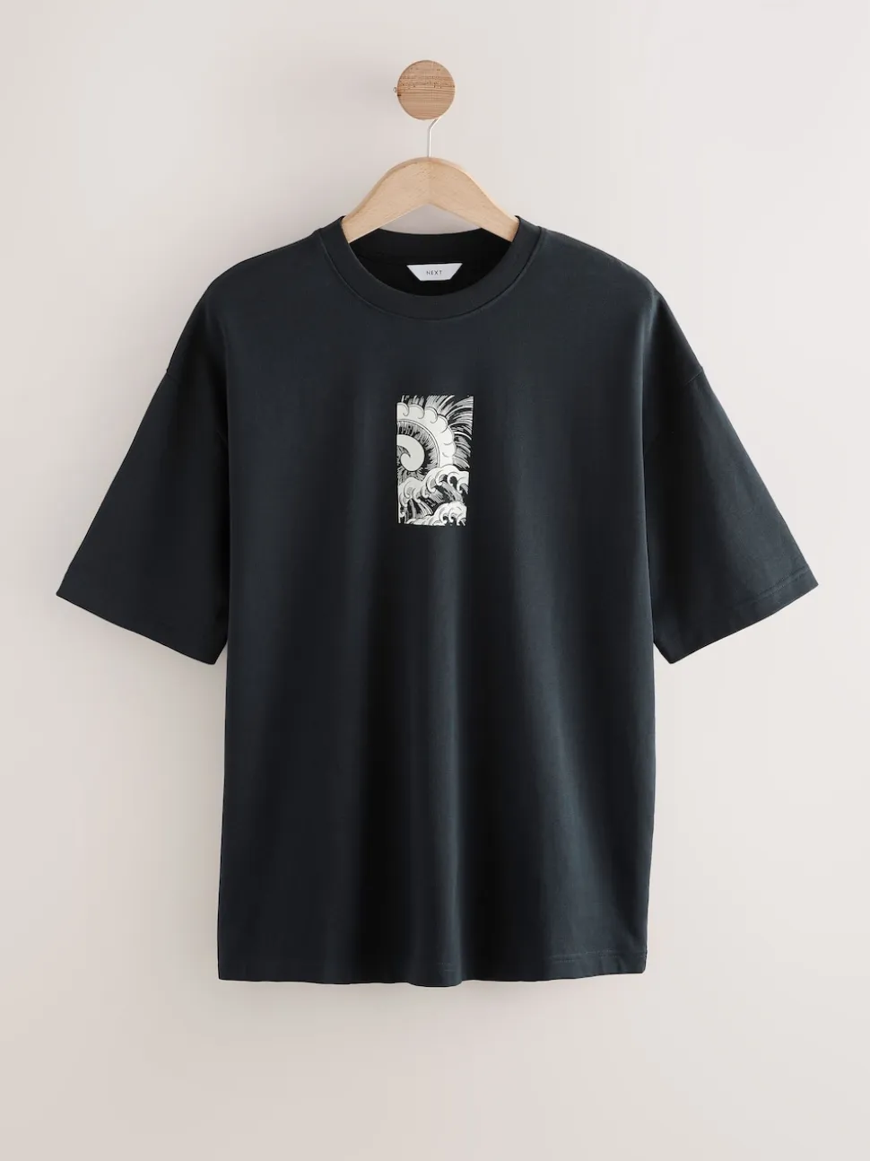Noir - Coupe ample - T-shirt imprimé graphique surf japonais