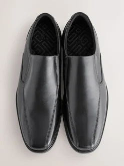 Noir - Coupe classique - Chaussures à enfiler avec panneau en cuir