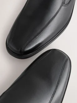 Noir - Coupe classique - Chaussures à enfiler avec panneau en cuir