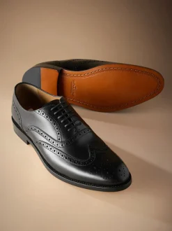 Noir - Coupe classique - Chaussures Signature Brogue Wingcap en cuir italien