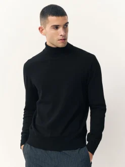 Noir - Coupe classique Cotton Rich Col roulé Pull
