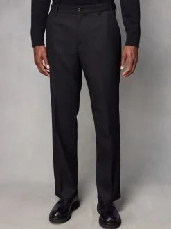 Noir - Coupe classique Pantalons élégants With Wool