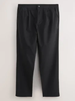 Noir - Coupe fuselée régulière - Pantalons Chinos extensibles plissés avec taille élastique