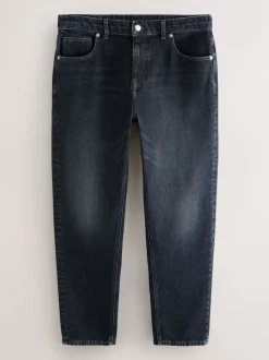 Noir - Coupe fuselée régulière - délavé vintage Denim Jeans