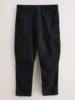 Noir - Coupe fuselée régulière - Pantalon cargo stretch en coton