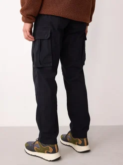 Noir - Coupe fuselée régulière - Pantalon cargo stretch en coton