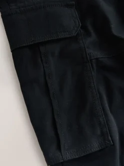 Noir - Coupe fuselée régulière - Pantalon cargo stretch en coton