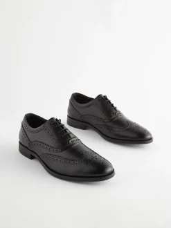 Noir - Coupe large - Chaussures Richelieu Oxford en cuir