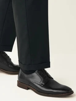 Noir - Coupe large - Chaussures Derbies en cuir à semelle contrastante