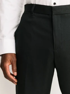 Noir - Coupe sur mesure - Pantalon de smoking texturé avec détail de ruban adhésif