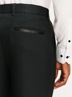 Noir - Coupe sur mesure - Pantalon de smoking texturé avec détail de ruban adhésif