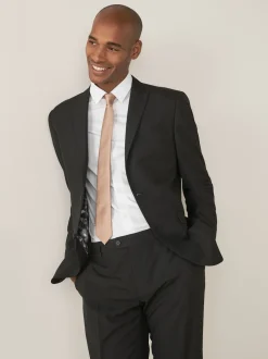 Noir - Coupe sur mesure - Veste de costume à deux boutons