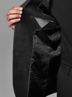 Noir - Coupe sur mesure - Veste de costume texturée en laine Blend