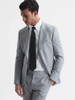 Noir - Cravate à pois en soie Reiss Liam