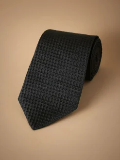 Noir - Cravate Signature en soie texturée