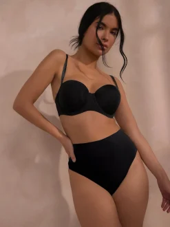 Noir - Culotte de coton mélangé de qualité supérieure avec contrôle de l'abdomen