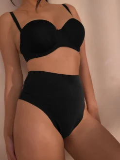 Noir - Culotte de coton mélangé de qualité supérieure avec contrôle de l'abdomen