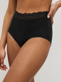 Noir - Culotte en coton et dentelle 7 Pack