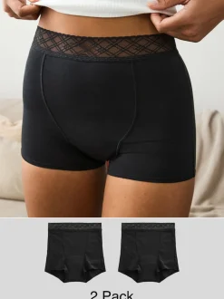Noir - Culotte périodique à débit moyen 2 Pack
