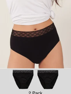 Noir - Culotte périodique à débit moyen 2 Pack
