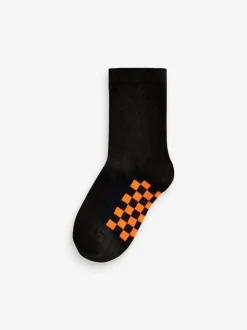 Noir à damier - Paquet de chaussettes en coton riche 7