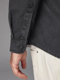 Noir - Denim Western 100% Cotton Manches longues Chemises