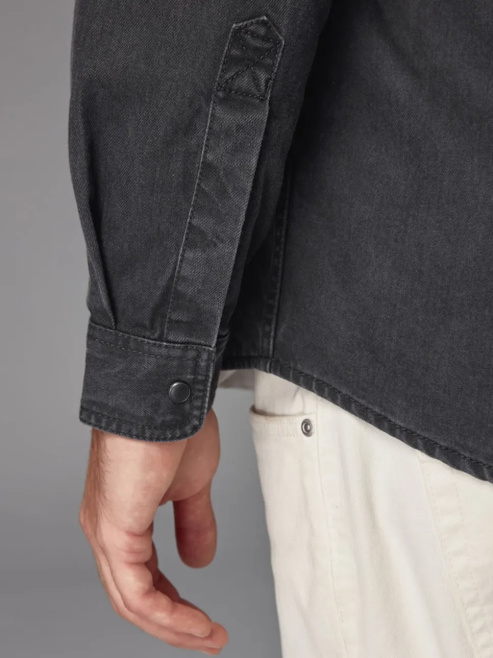 Noir - Denim Western 100% Cotton Manches longues Chemises