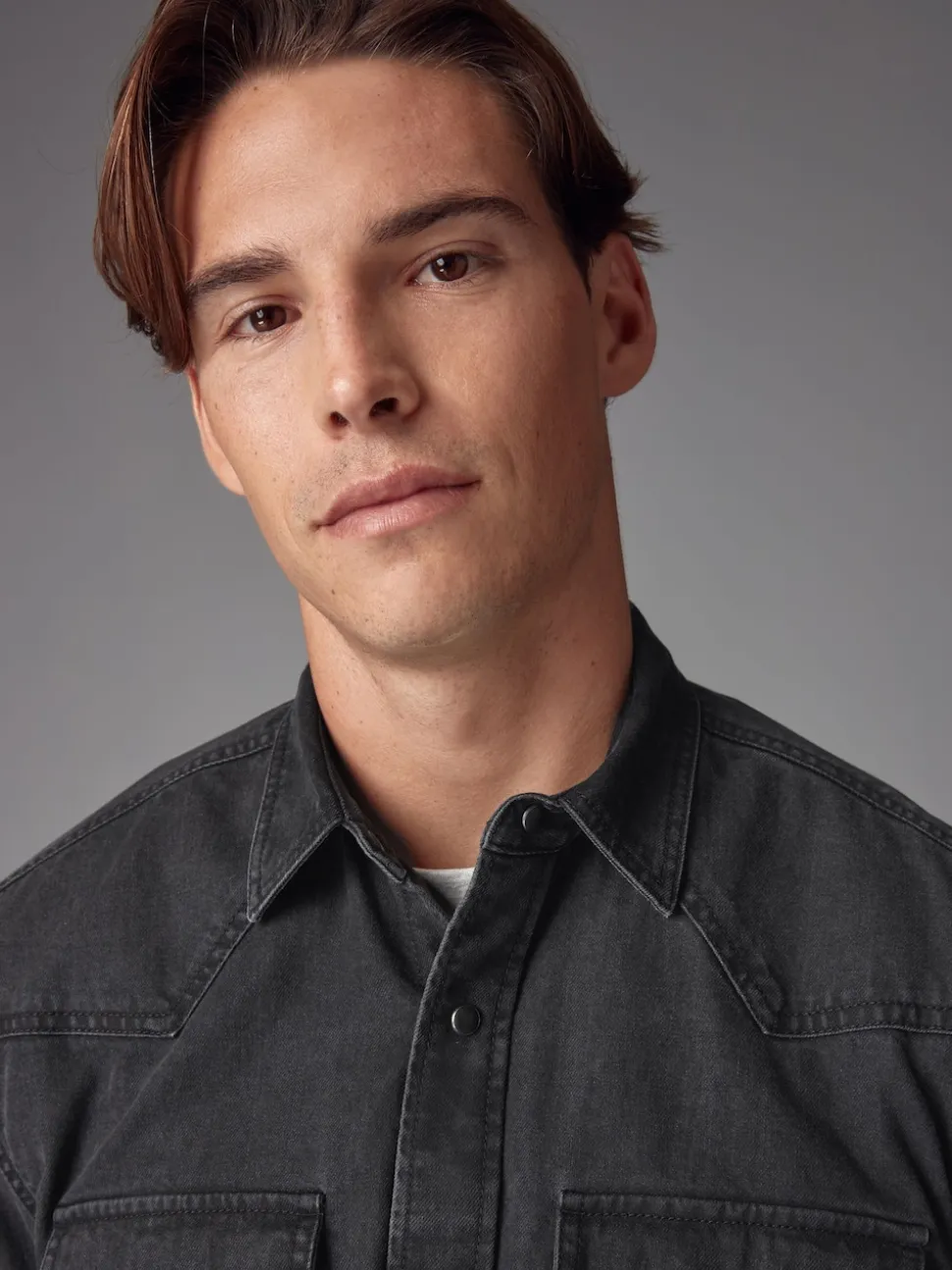 Noir - Denim Western 100% Cotton Manches longues Chemises