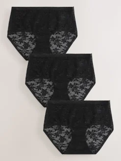 Noir - Dentelle sur l’ensemble Pas de VPL Slips 3 Lot