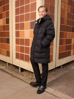 Noir - Doudoune imperméable à Gamme longue doublée de polaire (3-17ans)