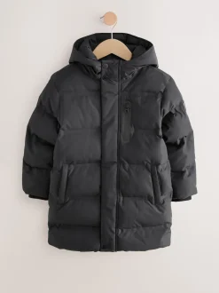 Noir - Doudoune imperméable à Gamme longue doublée de polaire (3-17ans)