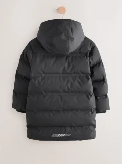 Noir - Doudoune imperméable à Gamme longue doublée de polaire (3-17ans)