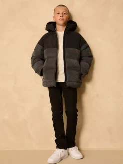 Noir - Doudoune réfléchissante doublée en micropolaire (3-16ans)