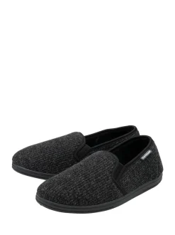 Noir - Dunlop Mens Twin Gusset Slippers