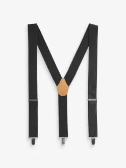 Noir - Ensemble bretelles larges et nœud papillon