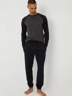 Noir - Ensemble pyjama Threadbare Blend manches longues