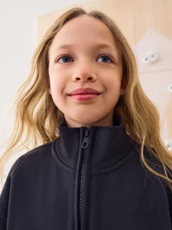 Noir - Ensemble sweat et jogging en coton riche à col cheminée (3-16ans)