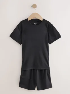 Noir - Ensemble t-shirt et short de sport (3-16 ans)